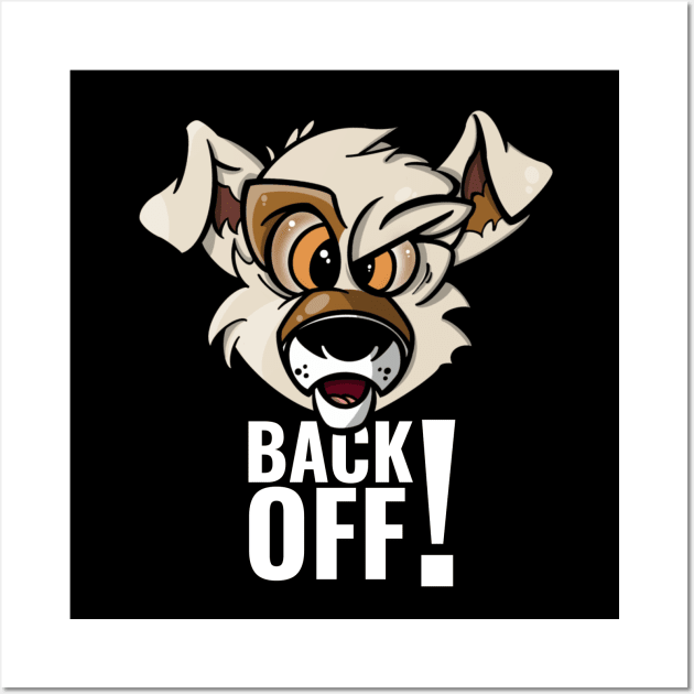 Karate Dog Back Off (white text) Wall Art by Purple Canvas Studio